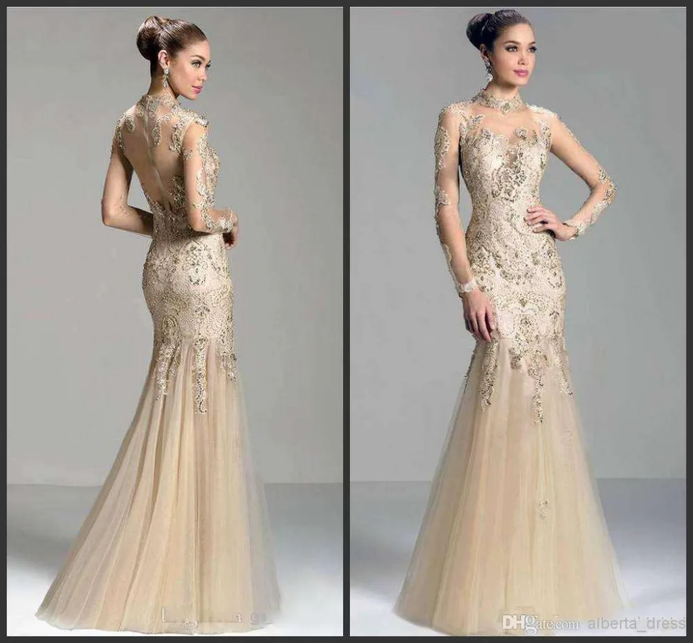 champagne mermaid evening gown