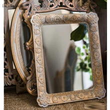Ручной работы классический античный французский Золотой Прямоугольник МДФ настенное зеркало
