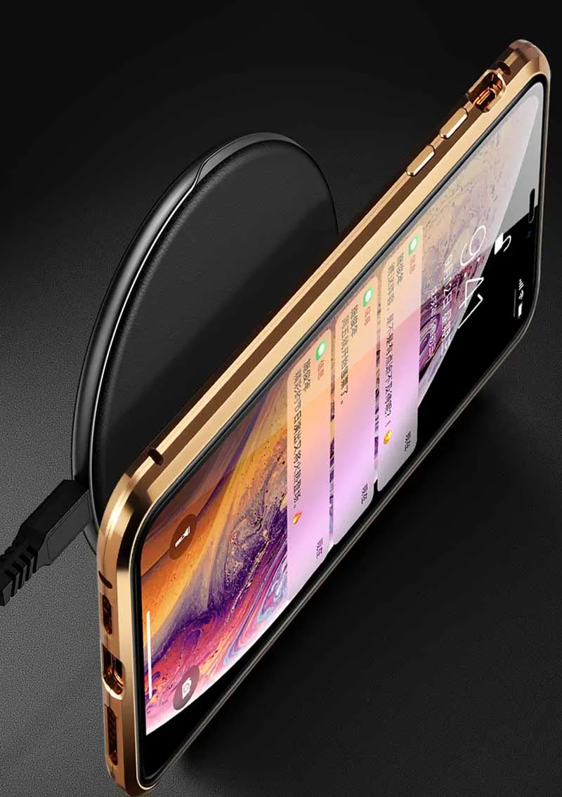 Suntaiho Магнитный чехол для iPhone XS чехол XS Max двойной закаленное стекло магнит адсорбционный чехол для iPhone 8 Plus стекло 7 XR крышка