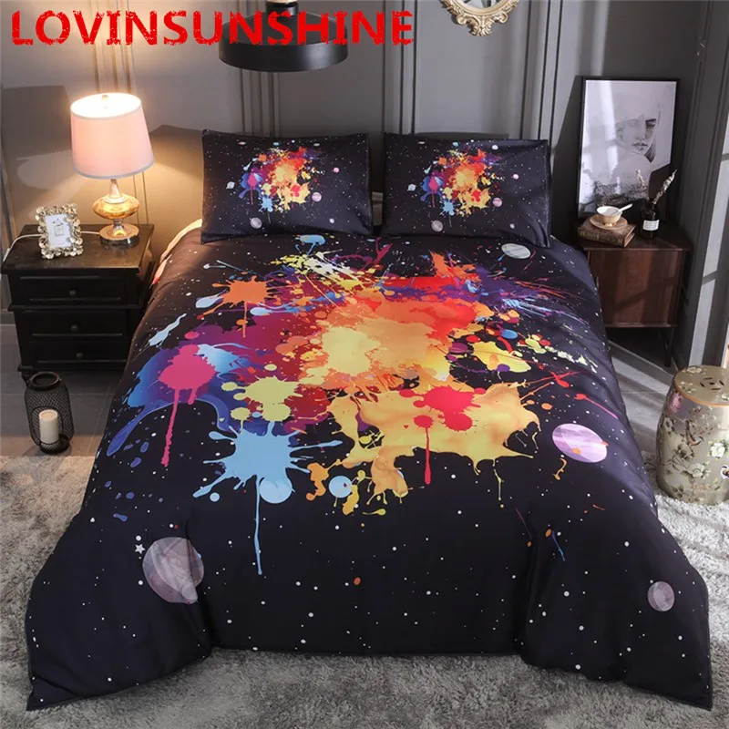 

LOVINSUNSHINE Universe Outer Space colorful Galaxy Bedding Set New Design 2pcs/3pcs Duvet Cover with Pillowcase King Queen Size