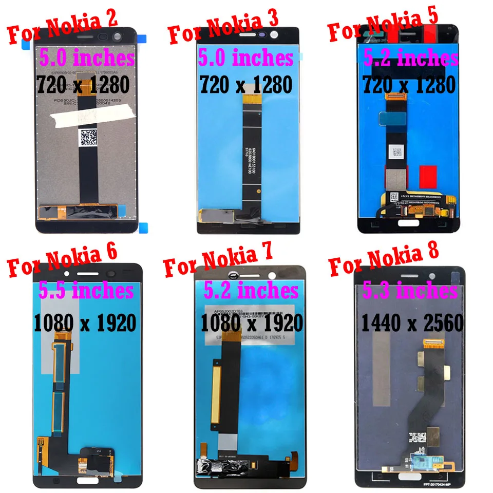 ЖК дисплей HKFASTEL с сенсорным экраном и дигитайзером в сборе для Nokia 2 3 5 6 7 8 запасные