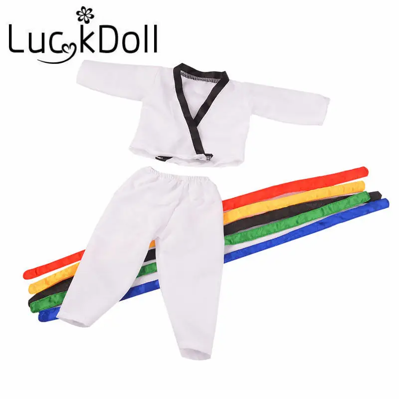 LUCKDOLL тхэквондо Униформа костюм для 18 дюймов американская кукла или 43 см