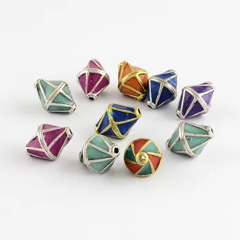 

10pcs 17x12mm Fashion Bicone Handmade Indonesia Handcrafted Jewelry Making Necklace Beads HOT Alloy Core Antique Silver Color