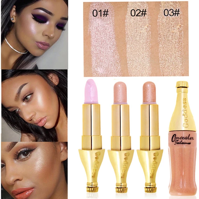 Fashion Cute Bottle Shape Gold Metallic Shimmer Highlighter Stick