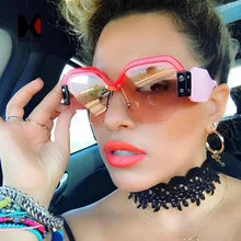 SHAUNA Fashion Half Frame Women Square Sunglasses Vintage Men Blue Integrated Tinted Lens Shades UV400