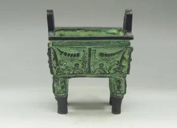 

Chinese * DING * Bronze Crafted 4 Legs Incense Burner Overlay cattle Engraved