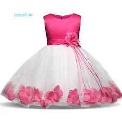 JaneyGao 2019 новый для девочек в цветочек платья для свадьбы платье для вечеринки, официального приема детская одежда белый, розовый первого