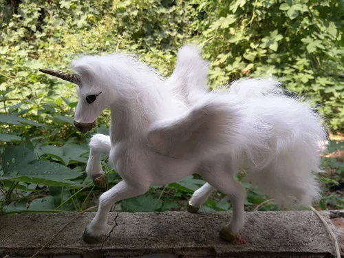 

new simulation unicorn toy polyethylene & furs white Pegasus doll gift about 23x14x20CM 267