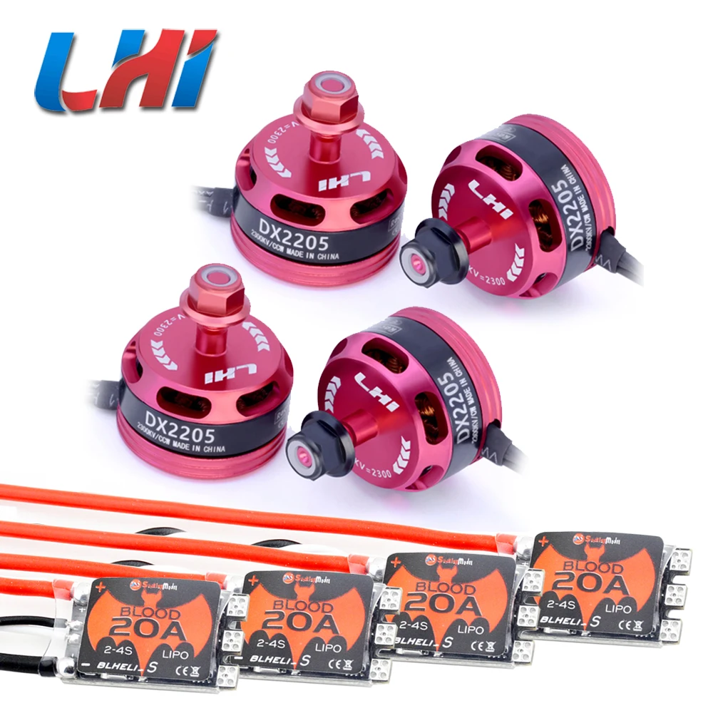 

New LHI Dx2205 2300kv Brushless 2CW 2CCW & 20A 30A Blheli_S OPTO 2-4S ESC Support Oneshot42 Multishot 16.5 Dshot600 for drone