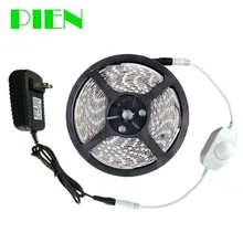 12V Светодиодные ленты 5 м затемнения светодиодные ленты 300 светодиодный s Тира 2835smd Водонепроницаемый Крытый декоративный набор+ светодиодный диммер+ Мощность адаптер