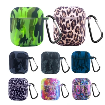 

Cute Silicone Cover For Apple Airpods Case Earphone Case For Air pods Cover Key Ring Camouflage Luxury Protective Shell keychain