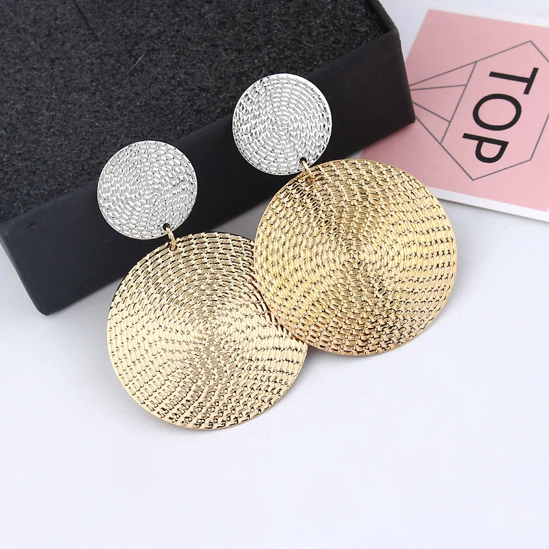 

2019 Pattern Earrings for Women Vintage Round Big Earrings Punk Hip Hop geometric Statement Ear Jewelry Wholesale