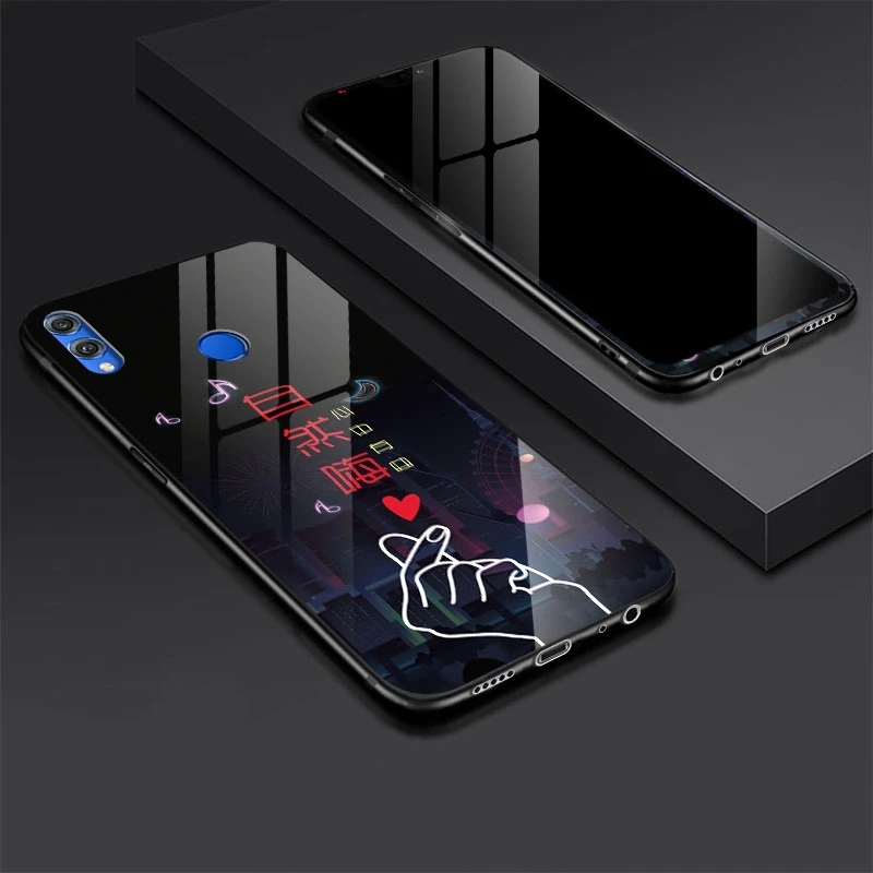 Tempered Glass Case For Huawei Honor 8X Cover Cartoon Shockproof  Glossy Cover for Huawei Honor 8X Tempered Glass Protector (6)