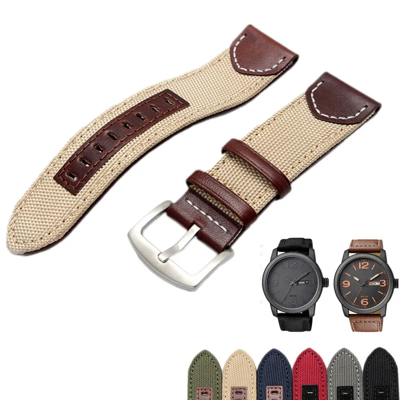 Leather Nylon Watchband Universal Army Watch Strap for Hamilton for Tag