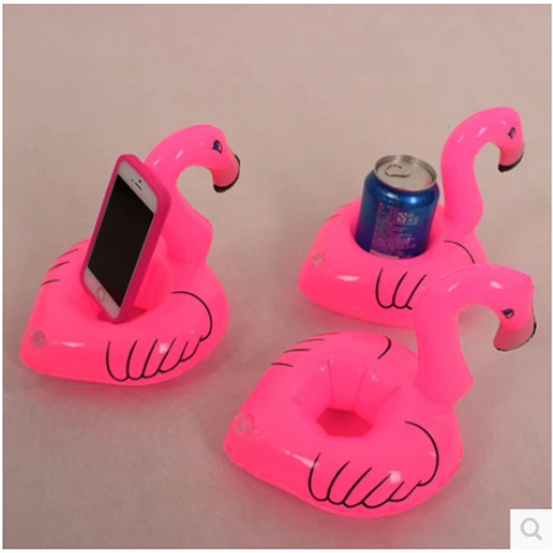 

10 pcs Mini Cute fanny toys Red Flamingo Floating Inflatable Drink Can Holder Swimming Pool Bathing Beach Party Kids Bath Toy