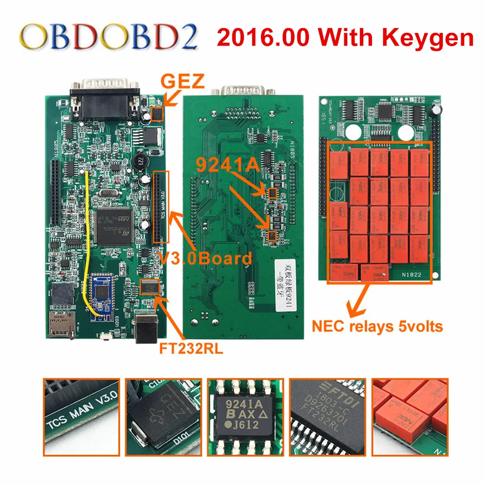 Инструмент CDP TCS WOW Профессиональный мультидиагностический Bluetooth 2016,00 Keygen V3.0 NEC Реле OBD2 сканер 2015. R3 автомобили грузовиков OBDII инструмент