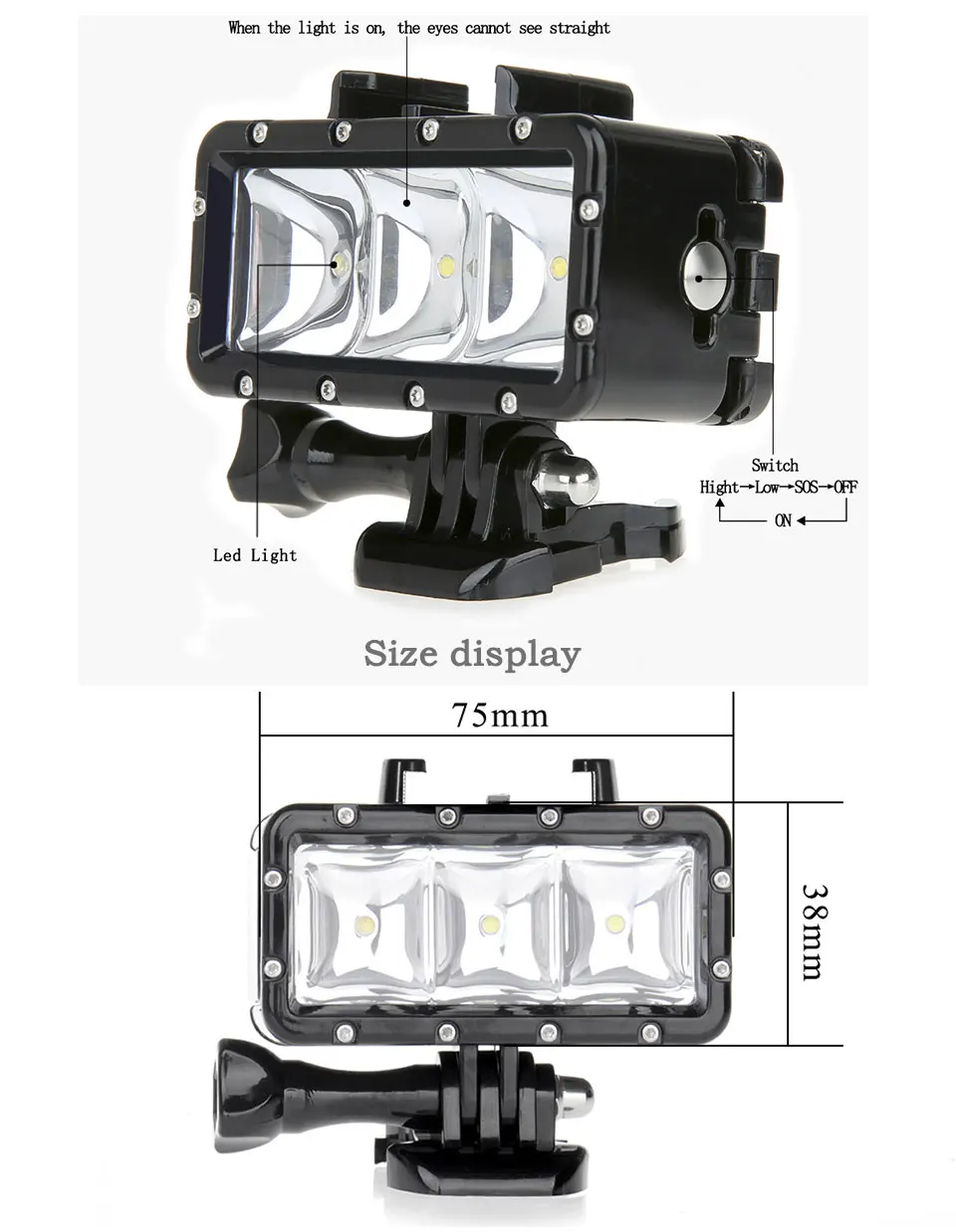 Orsda gopro light светодиодный свет высокой Мощность на камеры видеонаблюдения Видео led для gopro Открытый Дайвинг Водонепро