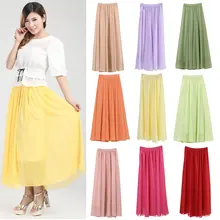 Женская летняя сексуальная богемная шифоновая длинная однотонная карамельных цветов Плиссированное Макси-юбка