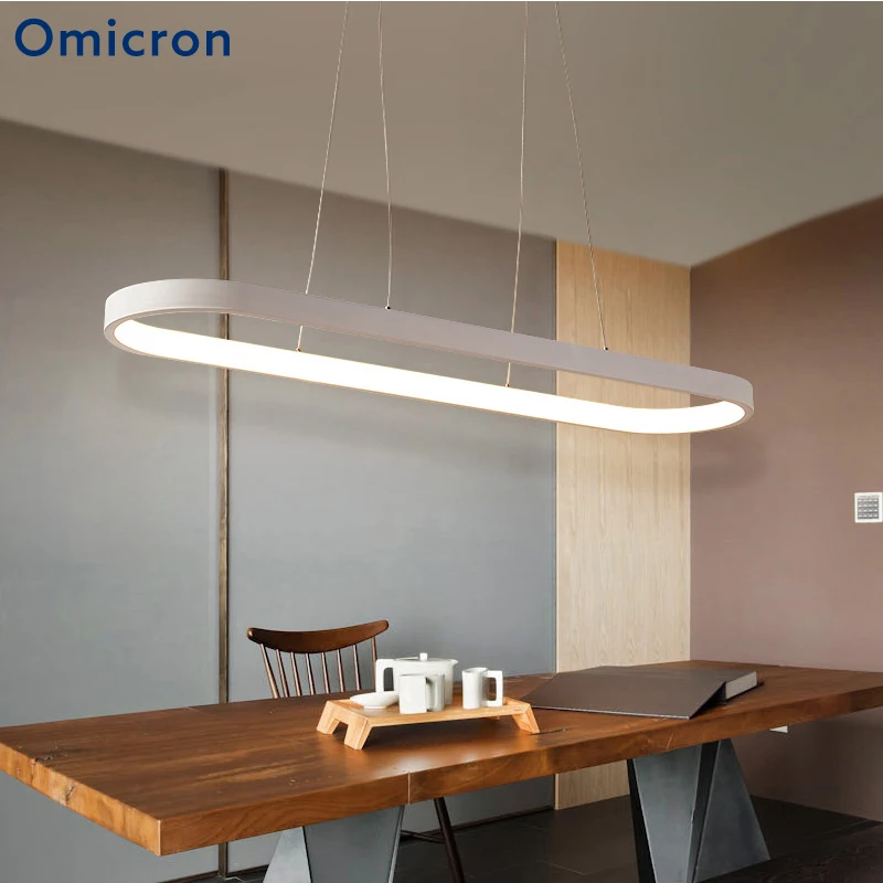 

Omicron Creative Modern Creative Rectangular Circle White Hanging Chandeliers Lamp For Living Room Aluminum Lampara Lighting
