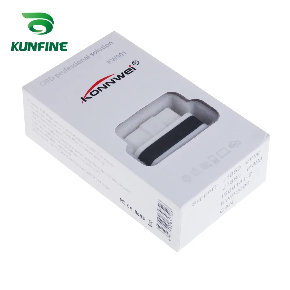 KUNFINE супер мини KW901 WI-FI ELM327 V1.5 ODB2 OBDII автомобиля диагностический сканер инструмент ELM 327 Code Reader Работает на iOS телефона Android