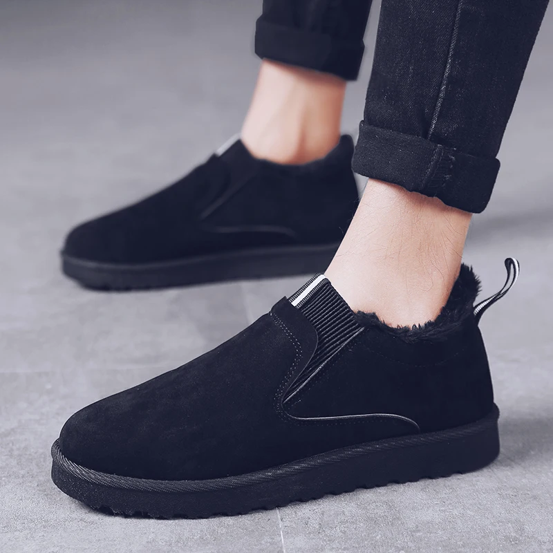 

Men Winter Shoes With Plush Brand Comfortable Snow Boots Slip On Warm Shoes For Man Lightweight Casual Flat Cotton Shoes