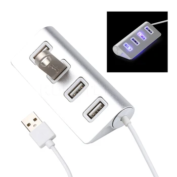 

kebidu 4 Port High Speed Mini Multi USB 2.0 Hub Power Adapter Charger Splitter with LED Light for PC Laptop Notebook Computer