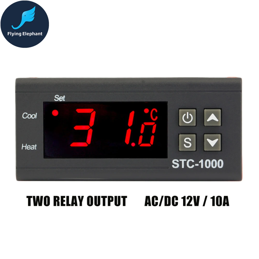 Stc 1000 регулятор температуры для аквариумной инкубационной машины 12 в 24 в цифровой два релейных выхода светодиодный 110 В 220 в компьютерный переключатель