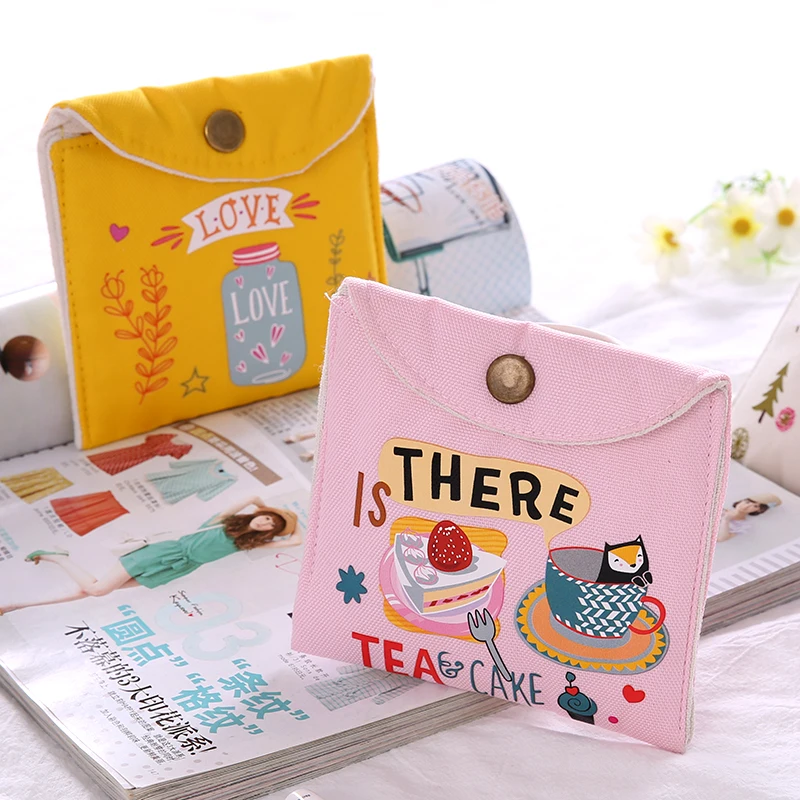 Cute cartoon large aunt sanitary napkins storage bag Fabric large
