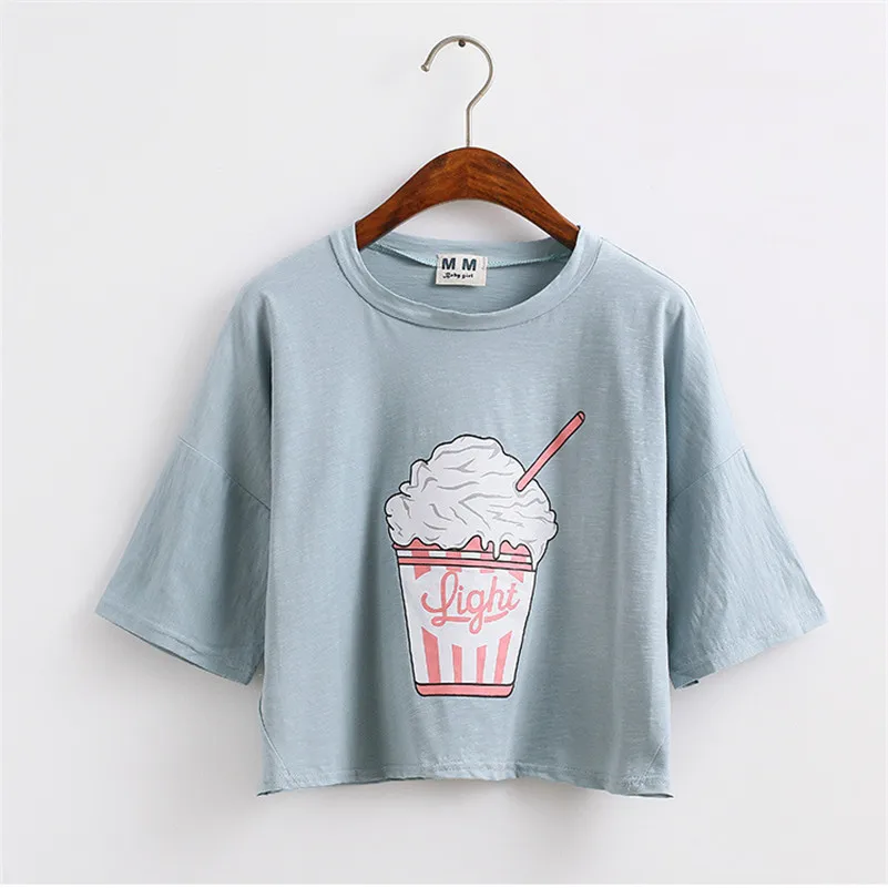 Merry Pretty 2018 summer new Harajuku women t shirt ice cream Korean style cotton loose crop tops kawaii t-shirt female tee tops Merry Pretty 2018 summer new Harajuku women t shirt ice cream Korean style cotton loose crop tops kawaii t-shirt female tee tops