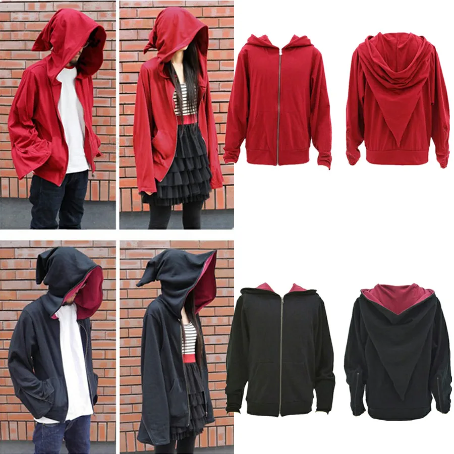 Skup Magic Witch Wizard casualowa kurtka czerwona czarna bluza z kapturem bluza płaszcz z suwakiem Cosplay kostiumy