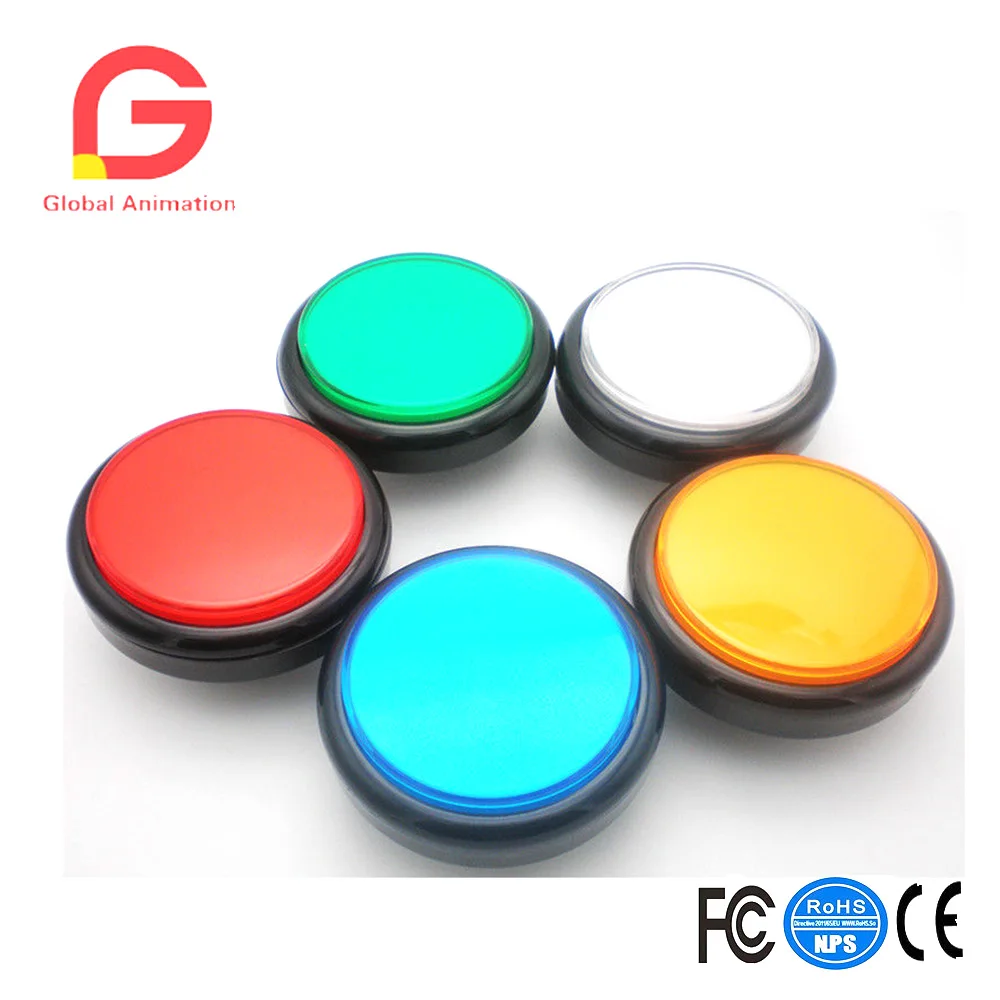 

5 Colors 100mm Big Dome Convex Type LED Lit Illuminated Push Buttons For Arcade Machine Video Games Parts