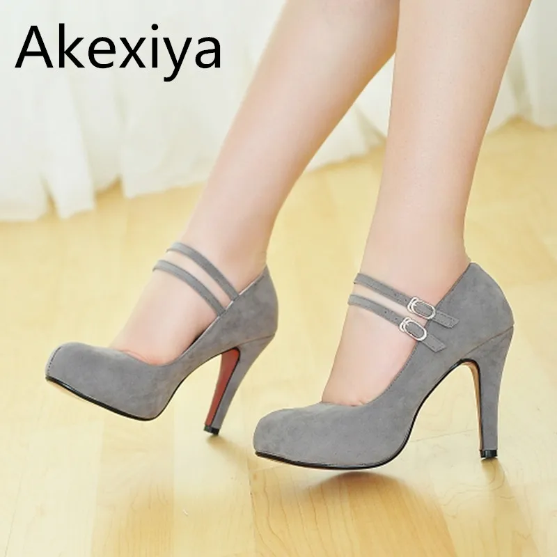 

Akexiya 2017 Sexy High Heels Red Bottom Wedding Shoes Gladiator Buckle Straps Hot Selling Platform Mary Jane Pumps For Women