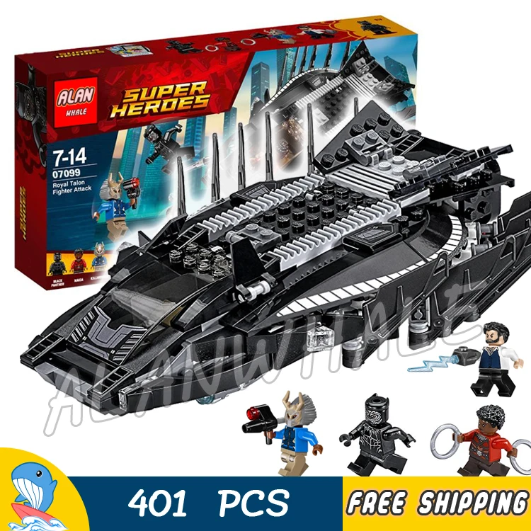 

401pcs Super Heroes Black Panther Royal Talon Fighter Attack Nakia 10837 Model Building Blocks Toys Bricks Compatible With Lego