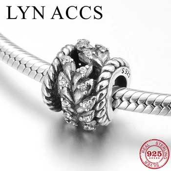 

Real 925 Sterling Silver Gift Hollow hemp rope Clear Sparkling CZ fine Bead Fit Original Pandora Charm Bracelet Jewelry Making