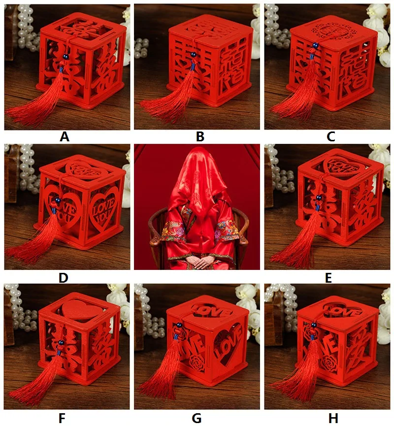 Деревянная китайская тематика "Счастье для двоих" свадебные сувенирные коробки коробка конфет Китайский красный классический Casamento сахарный чехол с кисточкой ZA3058