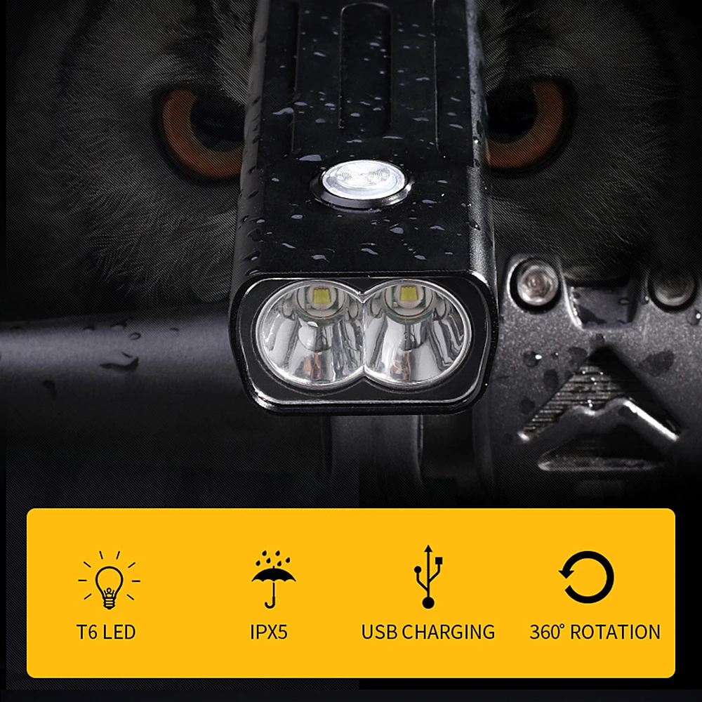 Discount 1000 Lumens Bike Light T6 L2 Rechargeable Bicycle Safety Lamp Front Handlebar Cycling LED Headlight Taillight Flashlight 3