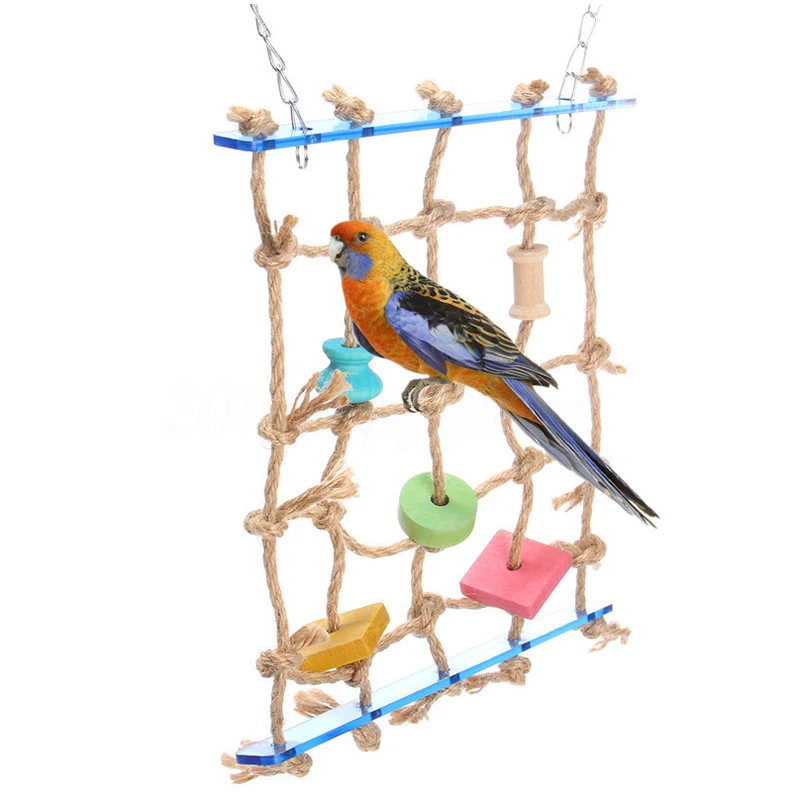 Parrot Pet Bird Climbing Net Jungle Fever Swing Rope Animals Ladder Toys Game US 