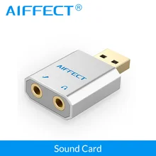 AIFFECT Sound Card External 3.5mm USB Adapter Audio Card USB to Jack 3.5mm Earphone Micphone Sound Card for Computer USB Sound
