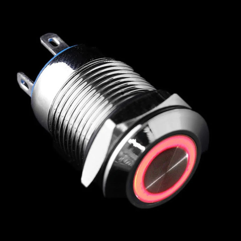 

1pc 12V/24V LED Car Push Button Switch 12mm Aluminum Metal Power Push Button ON/OFF Switch Latch 3 Colors