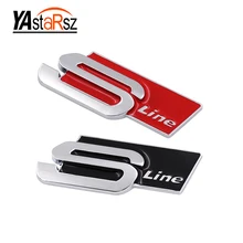 1 Pcs RED/BLACK METAL Sline S LINE SIDE FENDER REAR TRUNK Badge Emblem Sticker for Audi S3 S4 S5 S6 S8 A1 A3 A4 A5 A6 A7 TT RS4