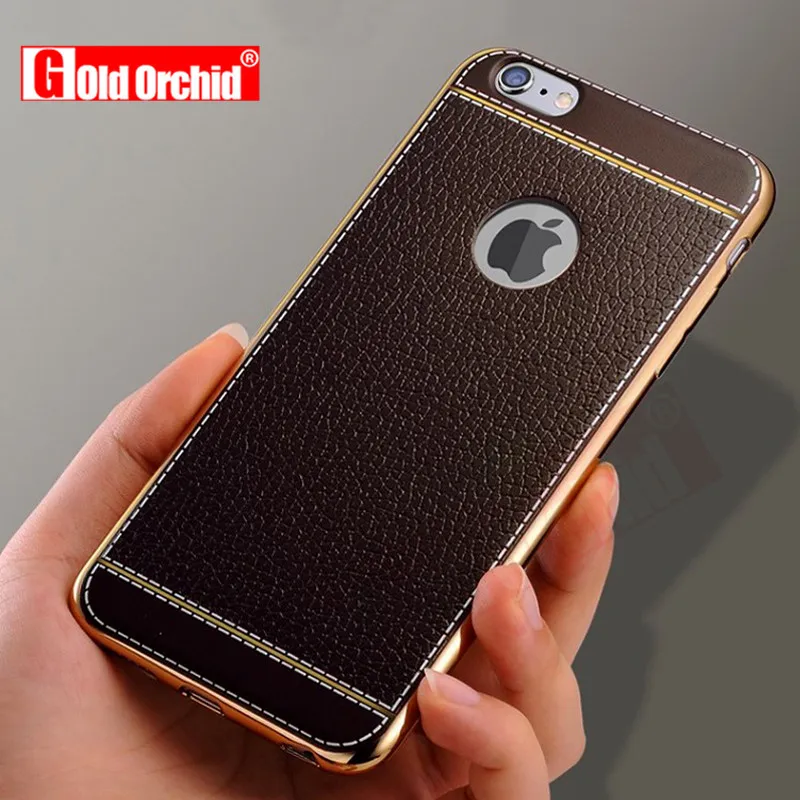 

Gold Orchid Phone Case For iPhone 6 6s Plus Cases plating Skin pattern Scratch-resistant For iPhone 7 8 Plus X Case Capa