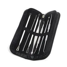 7 шт. акне Косметическая игла инструмент для удаления черных точек прыщи прибор для удаления черных точек инструмент для очистки лица с застежкой-молнией случае макияж Уход за кожей лица