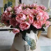 Bouquet chic Shabby jolie mariée européenne | Petites fleurs pivoines en soie, Mini fleurs fausses bon marché pour décoration intérieure maison ► Photo 2/6