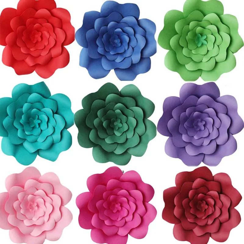 

30CM/40CM Head DIY Paper Flowers For Wedding Decoration,Giant Paper Flower Backdrop Artificial Rose Wall Decor