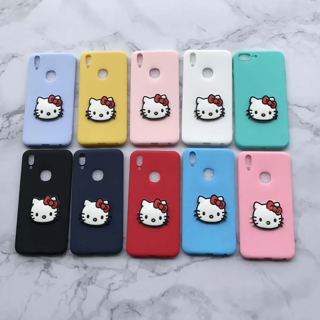 Candy Color Case with DIV 3D Kitty Patch For Samsung J1 J2 J3 J5 J7 J8 Pro 2015 2016 2017 2018 Plus C7 C8 Silicon Soft |