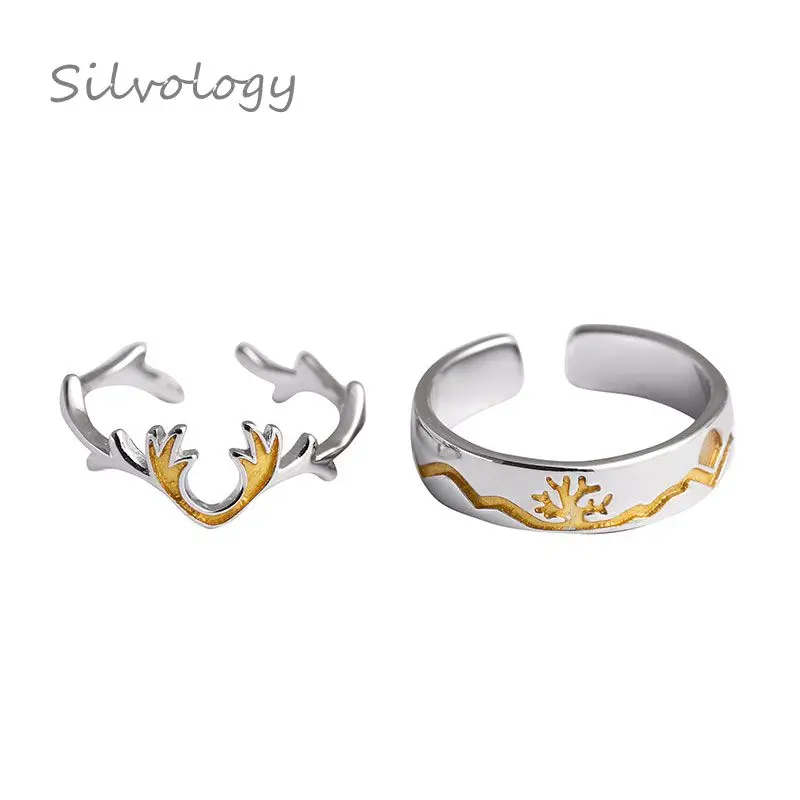 Серебряные кольца с рогами Silvology оригинальные Открытые Кольца из серебра 925 пробы