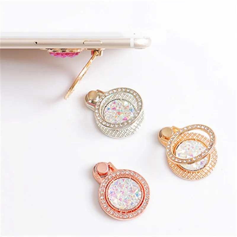 Luxury Diamond Finger Ring Holder Crystal Rhinestone Glitter Mirror Case With Gem Holders Stand For iphone X 6 7 8 plus Samsung
