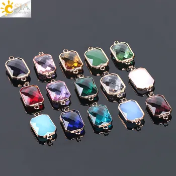 

CSJA Women Necklace Bangle Earrings Square Shaped 10pcs Mixed Colors Wholesale Jewelry DIY Czech Glass Crystal Loose Beads E891