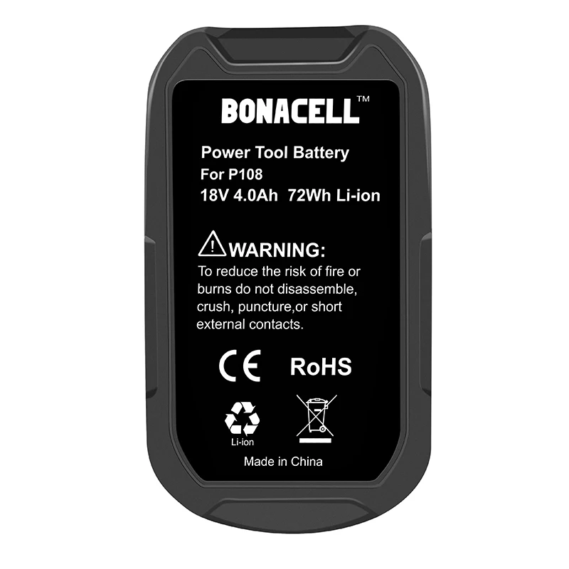Литий ионный аккумулятор BATTOOL для Ryobi RB18L50 ONE + 2 упаковки 18 в 4000 мАч литий P108 RB18L40