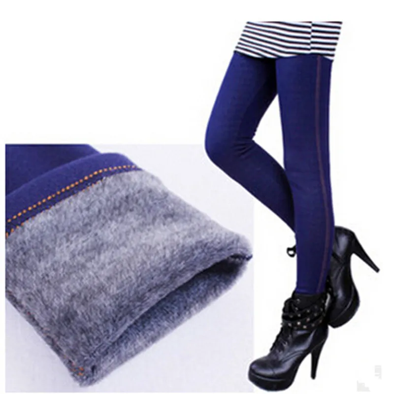 Winter Leggings Women Warm Fleeces Leggings Solid Thicken Footless
